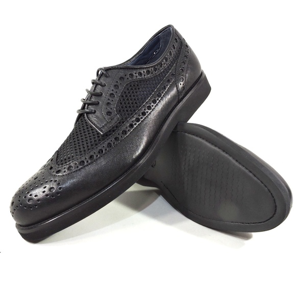 ALBERTO CICCIOLI ?? MEN\'S BLACK SOFT LEATHER SUMMER OXFORD SHOES
